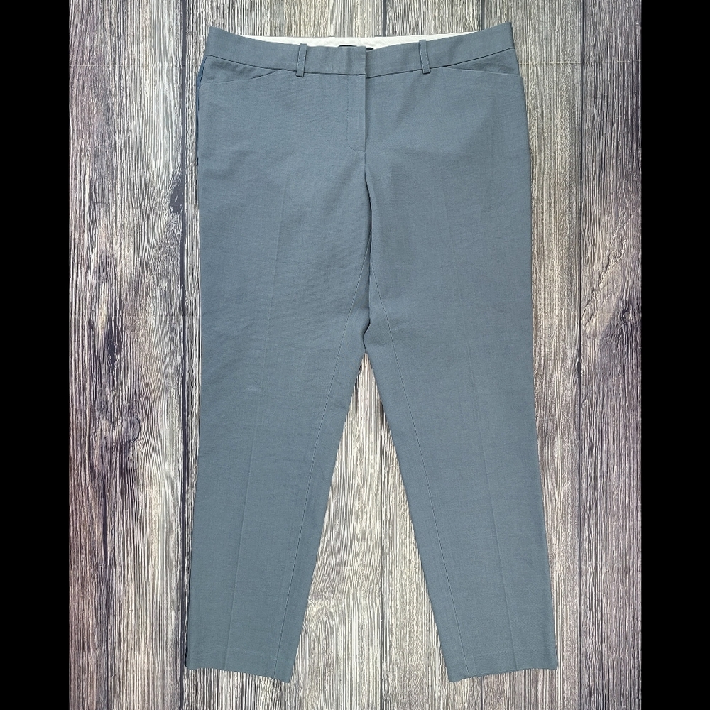 Lafayette 148 New York Straight Leg Gray Satin Side Stripe Pants